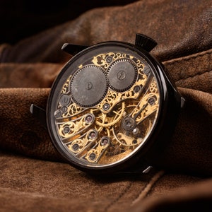 Reloj suizo vintage para hombres, reloj esqueleto personalizado, reloj de matrimonio de la década de 1920, reloj Steampunk imagen 6