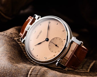 Raro reloj vintage Ulysse Nardin de la década de 1920, movimiento mecánico suizo antiguo, correa de reloj de cuero de 22 mm, regalo raro para hombres