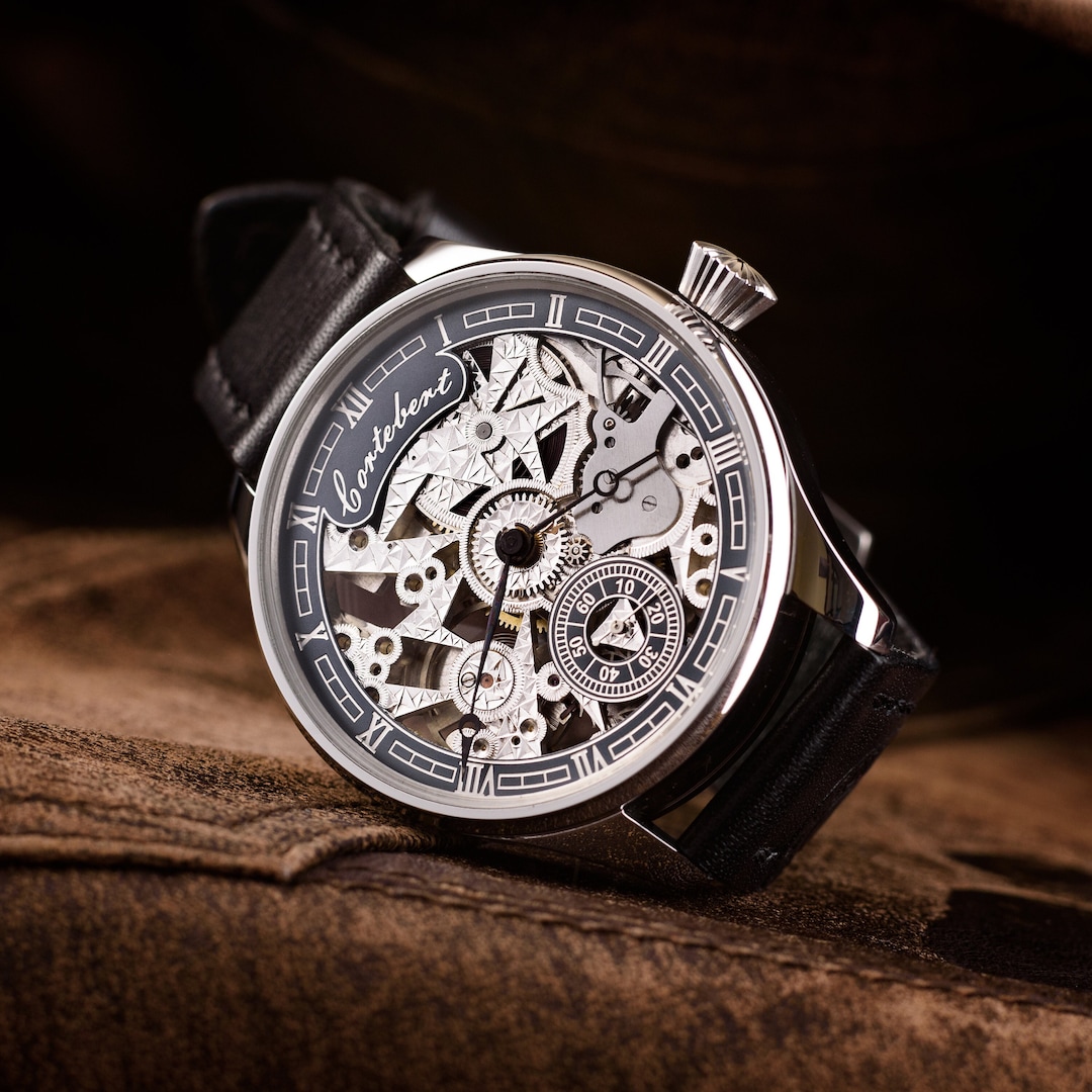 Antique Mens Watch Swiss Skeleton Watch Mens Wristwatch Etsy