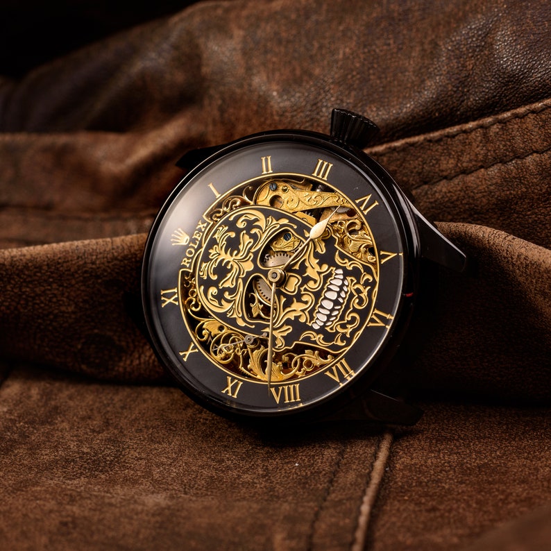 Reloj suizo vintage para hombres, reloj esqueleto personalizado, reloj de matrimonio de la década de 1920, reloj Steampunk imagen 5