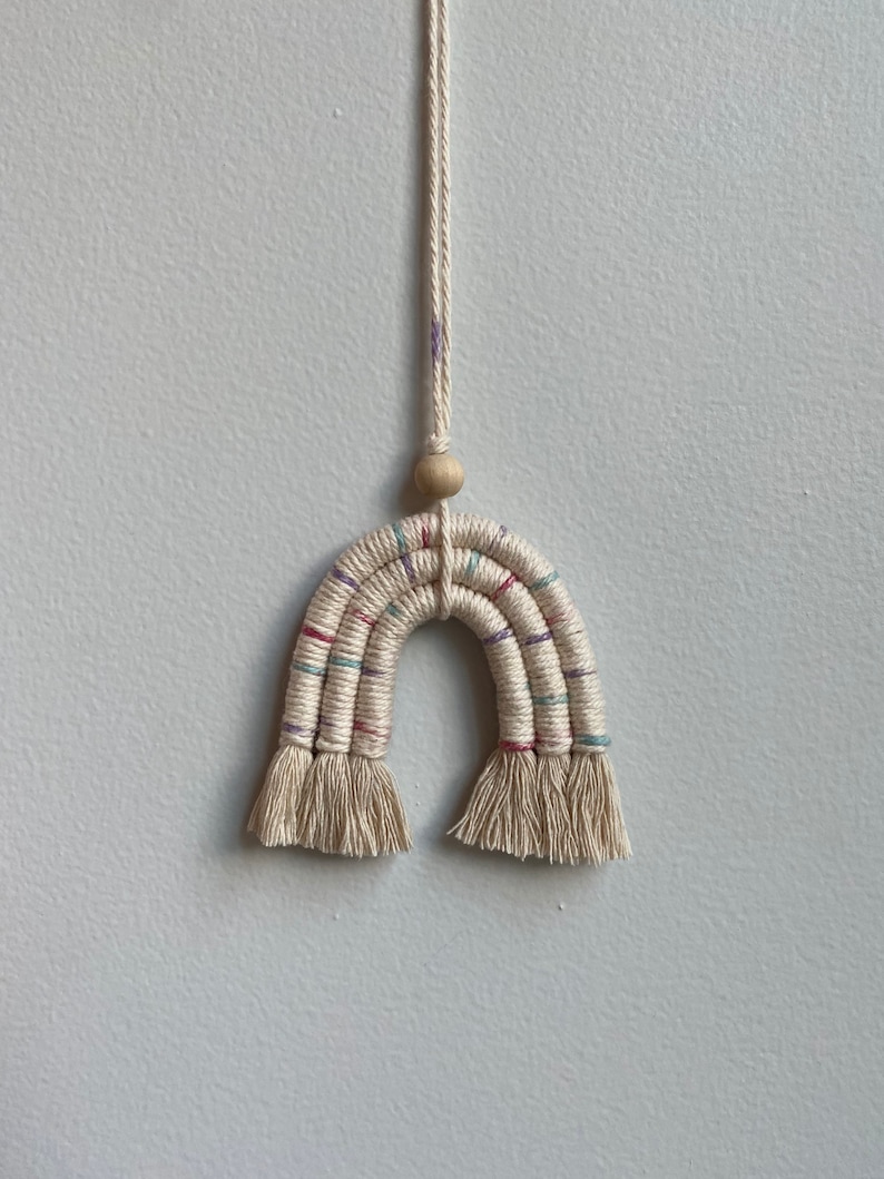 Unique Gift Essential Oil Diffuser Rear View Mirror Hanger Macrame Car Charm Wooden Bead Diffuser Rainbow Baby Gift Boho Mini