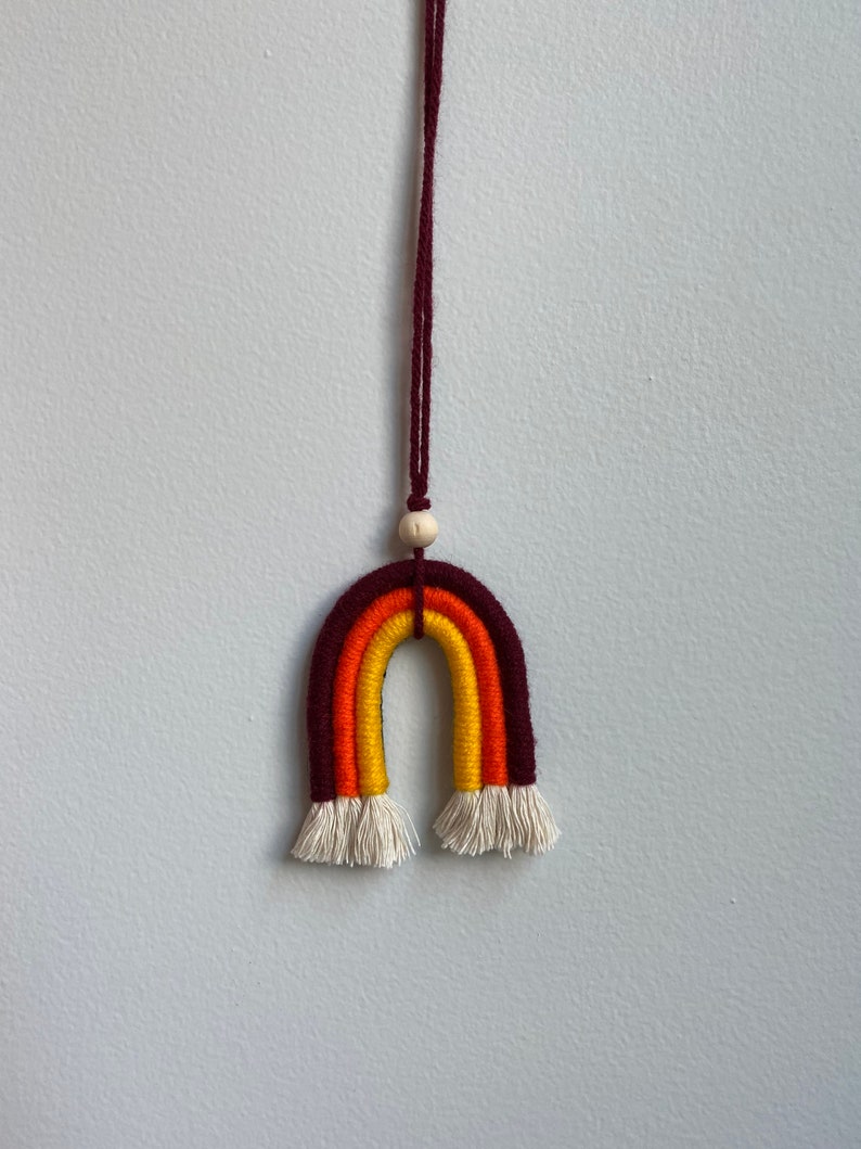 Unique Gift Essential Oil Diffuser Rear View Mirror Hanger Macrame Car Charm Wooden Bead Diffuser Rainbow Baby Gift Boho Mini