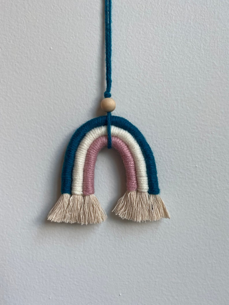Unique Gift Essential Oil Diffuser Rear View Mirror Hanger Macrame Car Charm Wooden Bead Diffuser Rainbow Baby Gift Boho Mini