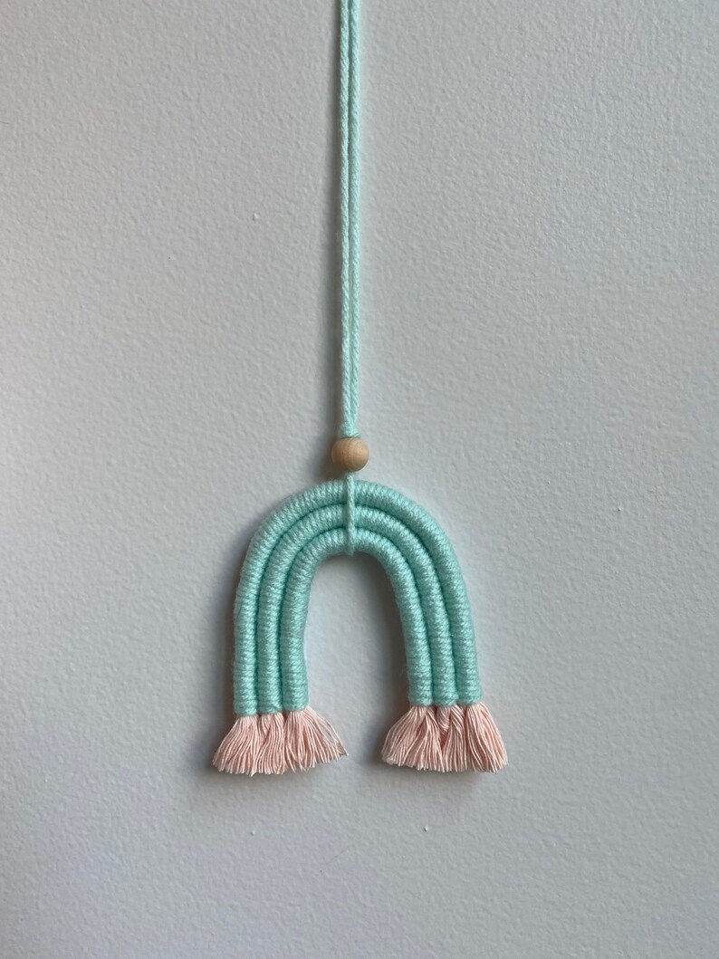 Unique Gift Essential Oil Diffuser Rear View Mirror Hanger Macrame Car Charm Wooden Bead Diffuser Rainbow Baby Gift Boho Mini