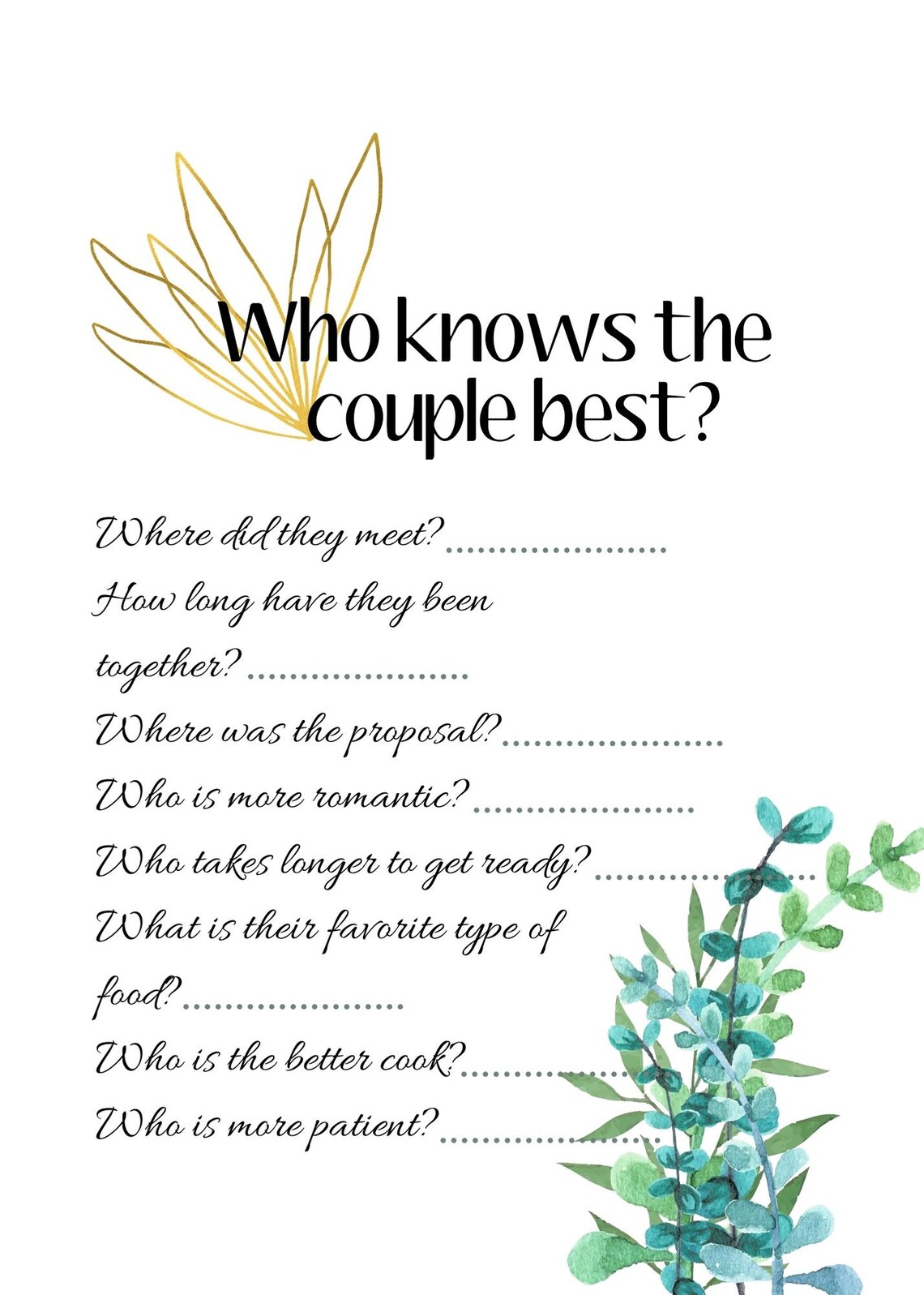 Wedding Couple Questionnaire Printable Etsy Wedding Couple Questionnaire Printable Etsy