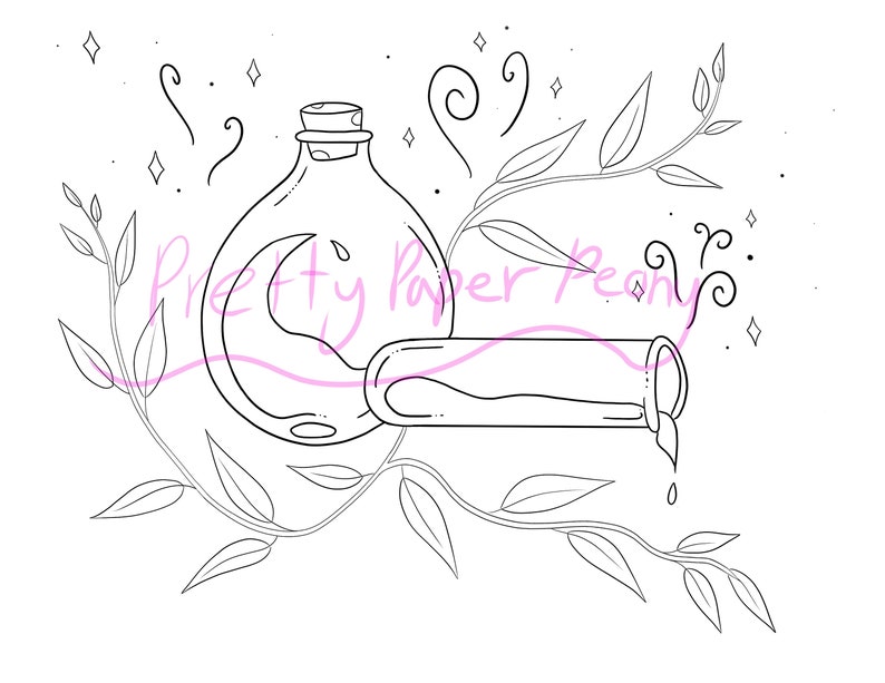Download Magic Potions Coloring Page Digital Download | Etsy