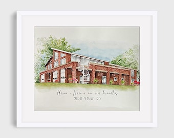 Custom Watercolor House Portrait, Watercolor Home Painting, Hand drawn and painted house, Housewarming Gift