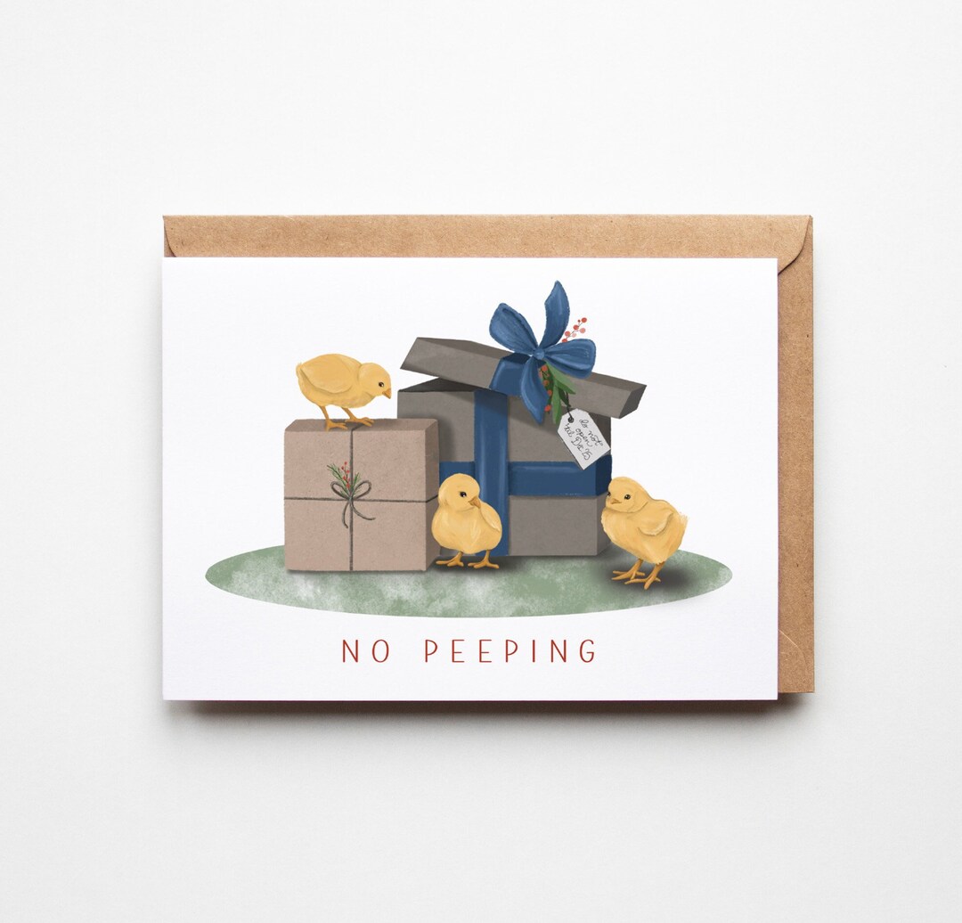 Farm Christmas Greeting Card Baby Chick Christmas Card Etsy