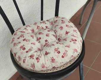 Chair cushion Round Small Roses, Indoor, Tufted, Seat Cushion, Seat Patio Cushion, Chair Pad, Stool Cushion, Cushion for Chair, Seat Pad