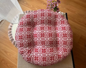 Cojín de silla, Redondo, Oriente, Exterior, Interior, Cojín de silla, Tufted, Almohadilla de asiento, Almohadilla de silla de algodón, Almohada para silla, Con corbatas, Almohadilla redonda