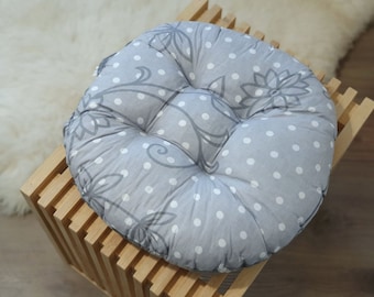 Chair Cushion Round with Ties, Polka Dot, Seat Cushion, Chair Cushion, Pillow for Chair, Seat Pad, Round Patio Cushions, Chair Pad, Indoor