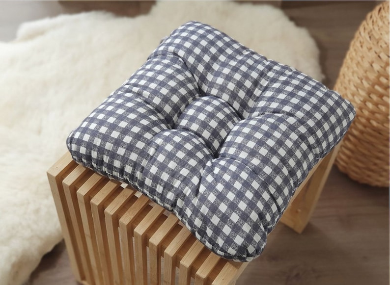 Chair Cushion, Red Gingham, Square Pad, Bistro Chair Pads, Handmade