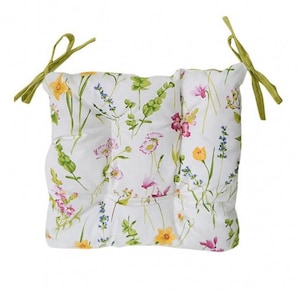 Floral Chair Cushion, Tufted, Square Patio Cushions, Cushion Pad, Outdoor Cushions, Kitchen Chair Cushion, Seat Pad, Chair Pads with Ties