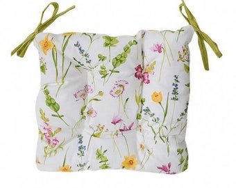 Floral Chair Cushion, Tufted, Square Patio Cushions, Cushion Pad, Outdoor Cushions, Kitchen Chair Cushion, Seat Pad, Chair Pads with Ties