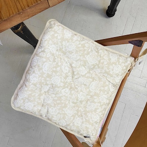 Chair Cushion Square, Rose Print, Tufted, Square Patio Cushions, Seat Cushion for Dining Chair, Floral Cushion, Seat Pad, Kitchen Chair Pad