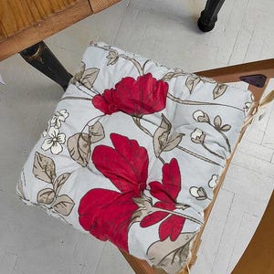 Almofada para cadeira com amarras, almofada floral, almofadas para exterior, almofada redonda, almofada para cadeira de bistrô, capa para assento, almofada para cozinha, almofada para bar imagem 1