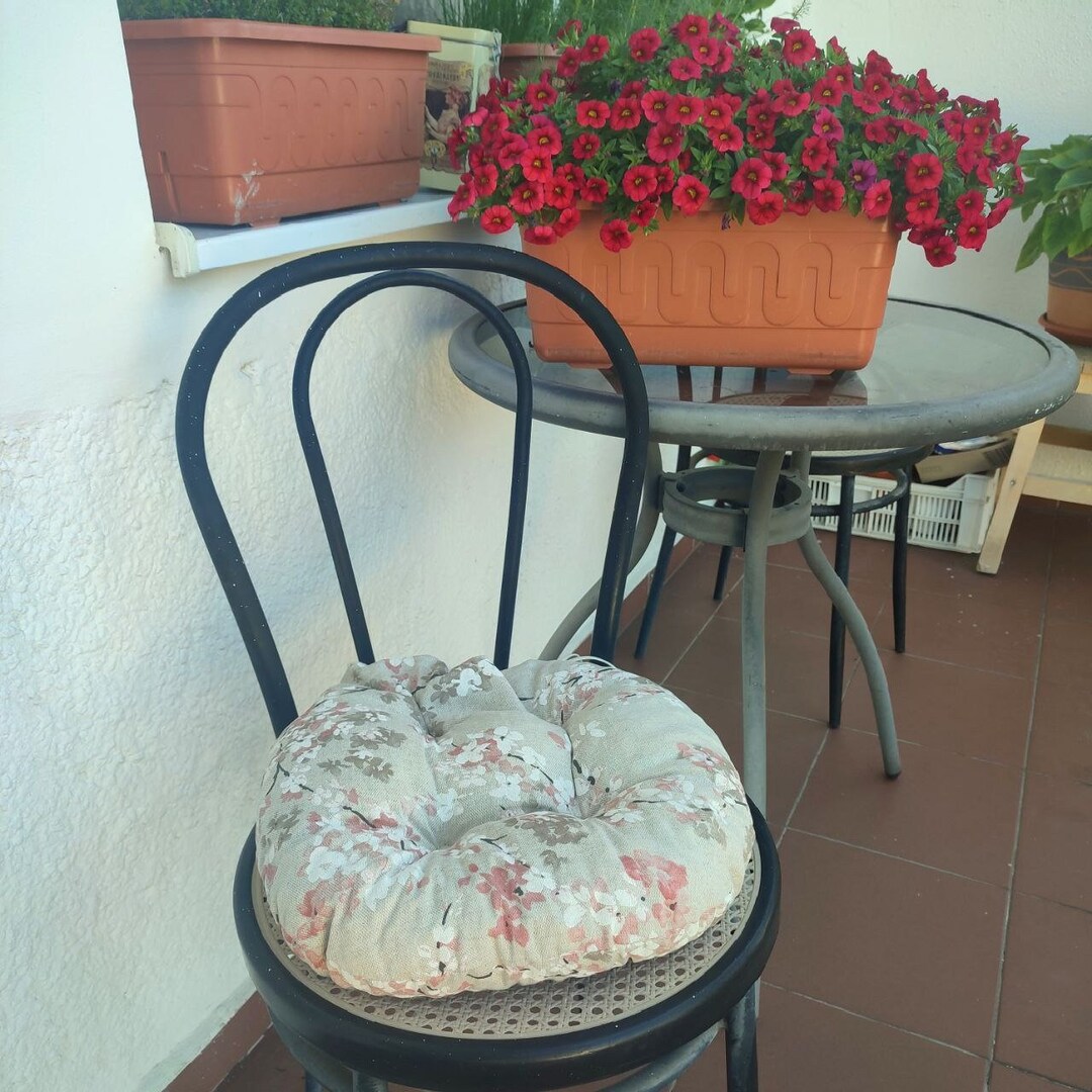 Pillow on a Chair, Floral Cushion, Bistro Chair Cushion, Kitchen Seat