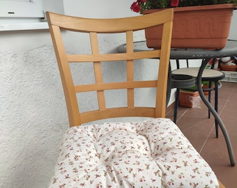 Rose Cushion, Flowers Pillow, Soft Pillow, Pad with Ties, Chair Cushion, Cotton Seat Cushion, Decorative Cushions, Handmade Chair Cushion