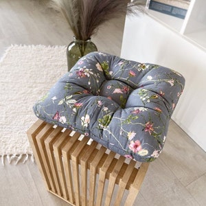 Chair Cushion Square, Round, Flowers, Outdoor Pad, Seat Patio Cushion, Chair Cushions, Seat Cushion with Ties, Cushion for Chair, Seat Pad