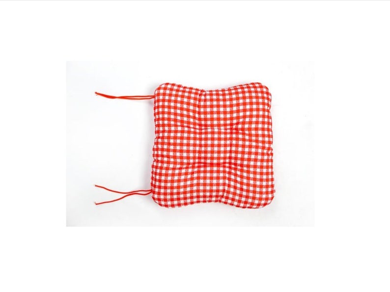 Chair Cushion, Red Gingham, Square Pad, Bistro Chair Pads, Handmade