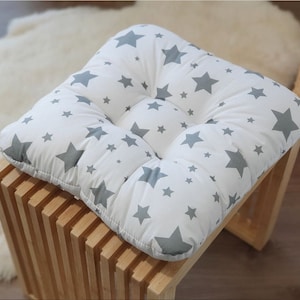 Stuhlkissen Sterne, quadratisch, Sitzbezug, Küchenkissen, Kissen mit Krawatten, Sitzauflage, Esszimmerstuhlkissen, quadratisches Terrassenkissen, Tufted