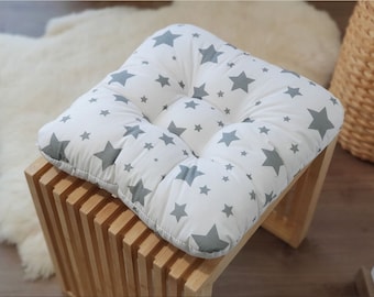 Chair Cushion Stars, Square, Seat Cover, Kitchen Cushion, Pillow with Ties, Seat Pad, Dining Chair Cushion, Square Patio Cushion, Tufted