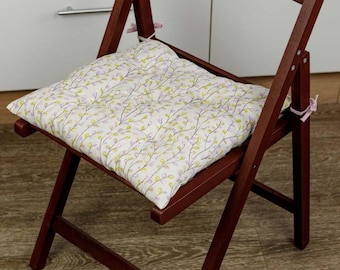 Pillow on a Chair, Floral, Seat Pad, Outdoor Seat Cover, Dining Chair Cushion, Square Patio Cushions, Chair Pad, Kitchen Chair Cushion