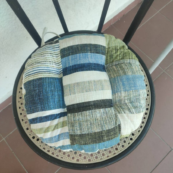 Chair Cushion with Ties, Round Chair Pad, Down Seat Cushion, Square Pad, Bistro Chair Pads, Chair Pad, Seat Pad, Tufted, Kitchen Chair Pads