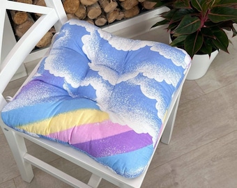 Chair Cushion with Ties, Colorful, Indoor, Seat Pad, Tufted Seat Cushion, Pillow for Chair, Chair Pad, Dining Chair Cushion, Stool Cushion