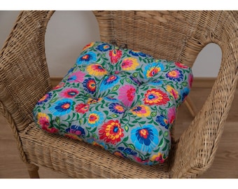 Pillow for chair with Ties, Colorful, Indoor, Seat Pad, Tufted Seat Cushion, Pillow for Chair, Chair Pad, Dining Chair Cushion, Pillow