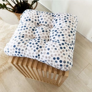 Chair Cushion with Ties, Polka Dot, Indoor Pillow, Seat Pad, Tufted, Seat Cushion, Seat Patio Cushion, Chair Cushion, Pillow for Chair