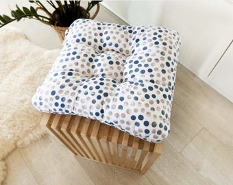 Chair Cushion with Ties, Polka Dot, Indoor Pillow, Seat Pad, Tufted, Seat Cushion, Seat Patio Cushion, Chair Cushion, Pillow for Chair