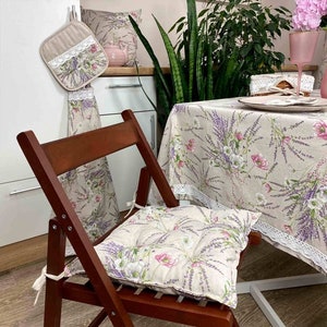 Chair Cushion with Ties, Floral Print, Indoor, Chair Pad, Seat Patio, Tufted, Pillow for Chair, Bistro Chair Cushion, Kitchen Chair Cushion