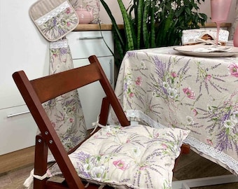 Chair Cushion with Ties, Floral Print, Indoor, Chair Pad, Seat Patio, Tufted, Pillow for Chair, Bistro Chair Cushion, Kitchen Chair Cushion
