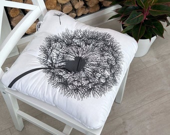 Chair Cushion, Square Pad, Floral, Tufted, Dining Chair Cushion, Bistro Seat Cushion, Seat Cushion for Dining Chairs, Cotton Chair Cushion