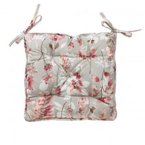 Chair Cushion, with Ties, Square Pad, Plant, Outdoor, Indoor, Seat Pad, Dining Chair Cushion, Tufted, Kitchen Chair Cushion, Square Patio