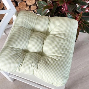 Chair Pad, Gingham, Tufted, Seat Cushion, Seat Patio Cushion, Chair Cushion, Pillow for Chair, Chair Pad, Stool Cushion, Soft Pillow