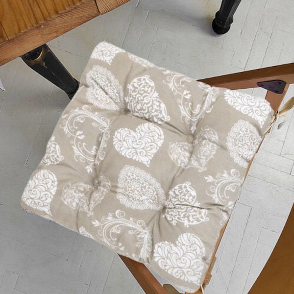 Almohada para silla con corbatas, corazón, interior, almohadilla de asiento, cojín de asiento copetudo, almohada para silla, almohadilla de silla, cojín de silla de comedor, cojín de cocina