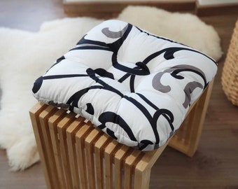 Chair Pad with Ties, Lace, Chair Cushion, Seat Cover, Seat Pad, Square Pad, Pillow in the Living Room, Handmade Chair Cushion, Indoor