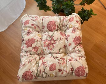 Chair Cushion Red, Flowers, Tufted, Seat Cushion, Chair Cushion, Outdoor, Indoor, Square Seat Cover, Kitchen Chair Pads, Padded Seat Cushion