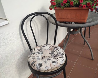 Cojín redondo para silla, cojín cuadrado, cojín para silla de cocina, cojín para silla de jardín, cojín para exterior, cojín con lazos, capitoné, funda de asiento para interior, capitoné