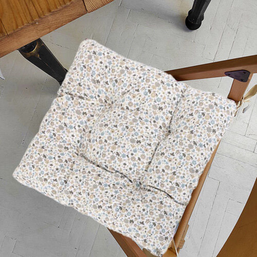 Chair Cushion With Ties, Flower Chair Cushion, Square Bistro Seat