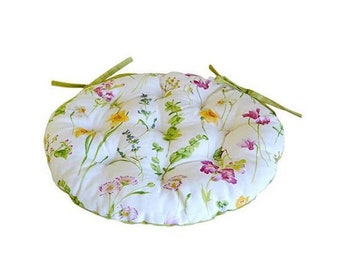 Coussin de chaise avec attaches, floral, intérieur, coussin d'extérieur, touffeté, coussins de siège, coussins de siège de patio, coussins de siège pour chaises de salle à manger, coussin de siège