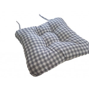 Chair Cushion with Ties, Square, Gingham, Tufted, Seat Cushion, Seat Patio, Pillow for Chair, Stool Cushion, Bistro Patio Cushion, Seat Pad