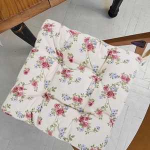 Chair Pad with Ties, Floral, Tufted, Seat Pad, Outdoor Seat Cover, Dining Chair Cushion, Round Patio Cushions, Cushion Pad, Seat Cover