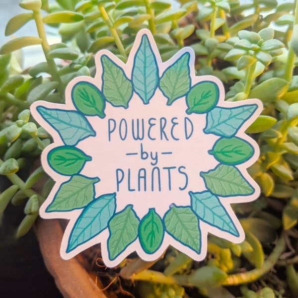 Powered by Plants - Plant Based Sticker - Vegetarian Vegan Sticker - Aesthetic sticker - Spinach Kale Chard sticker