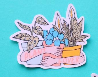 Plant Lover Sticker - Diverse - Peace Lilly -  Pilea peperomioides -  Philodendron - Swiss Cheese Plant - Monstera Adansonii