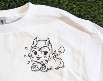 Kewpie Devil Tshirt - 100% Heavy Cotton - Hand Screen Printed - Soy based Ink