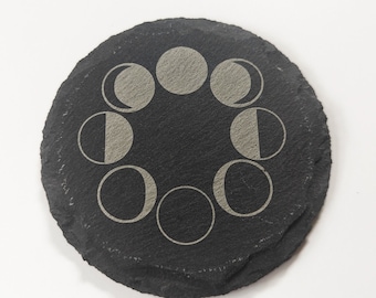 Lunar Elegance Slate Coaster Moon Phase - Witchy Gift - Moon Lover