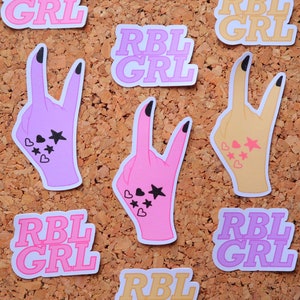 Moxie Hand Sticker - RBL GIRL - Harten en Sterren op Handen - Rebel Girl - Feminist - Feminisme - Schattige Sticker - Esthetische Sticker